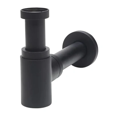 Image de Wirquin 30722857 Siphon de lavabo Ø32 design en laiton Mini Linéis, noir