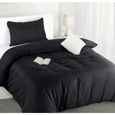 Image de Utopia Bedding Housse de Couette 1 Personne 135x200 cm avec Taie d&#039;oreiller 50x75 (Noir) Parure lit 135 x 200 Ensembles Housses en Microfibre brossée Douce