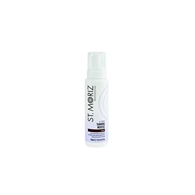 Image de St Moriz Professional Extra Large Mousse bronzante instantanée dans le noir Faux bronzage végétalien à séchage rapide Avec aloe vera et vitamine E guide couleur pour un éclat bronzé profond