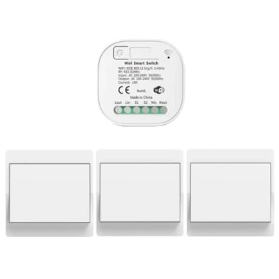 Image de Cerhot 230V interrupteur intelligent Tuya WiFi, ensemble d&#039;interrupteurs d&#039;éclairage sans fil, à télécommande, fil luminaires domestiques (EU 1vitesses 3V1)