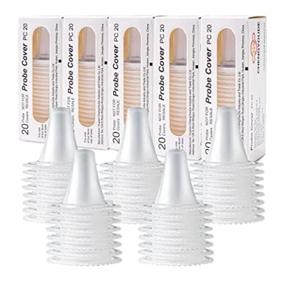 Image de 400pcs Embouts pour thermomètre auriculaire Braun capuchons de remplacement protéger la lentille du filtre sonde, compatible avec différents types