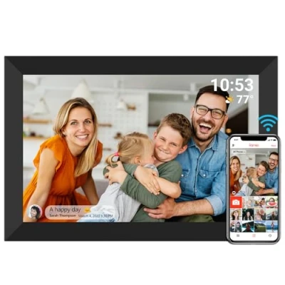 Image de Frameo Cadre Photo numérique WiFi 10,1&quot; Écran Tactile LCD IPS 1280 x 800 Mémoire intégrée 16 Go Rotation Automatique Partagez instantanément des Moments Via l&#039;application Depuis n&#039;importe où