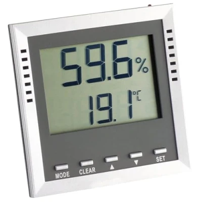 Image de TFA Dostmann Klima Guard thermo hygromètre numérique, 30.5010, contrôle de la température/humidité, valeurs maximales et minimales, fonction alarme, noir/gris
