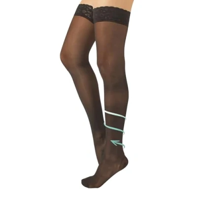 Image de CALZITALY BAS DE SOUTIEN MÉDICAL CHAUSSETTES CONTENTION MAINTIEN COMPRESSION GRADUEE MOYENNE 10 14 MMHG 70 DEN FABRIQUÉ EN ITALIE (L, NOIR)