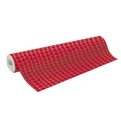 Image de Clairefontaine 202094C Une Bobine De Papier Cadeau Excellia 80g Format : 50x0,70m Motif Hohoho, Noël, Or/Rouge Emballage Cadeau, Idéal Pour Les Emballages Professionnels