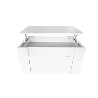 Image de Somnia Table Basse Surélevée, de Salon ou Salle à Manger, Finition Blanche, Dimensions : 90 cm (Largeur) x 50 (Profondeur) 46 57 (Hauteur)