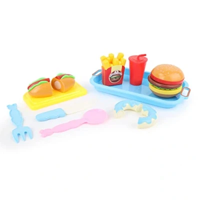 Image de FLYPOP&#039;S Plateau Snack avec Hamburger, Hot Dog, Donuts à Scratch, fites, Couverts et Boisson 033621 Multicolore 20 cm Plastique À Partir de 3 Ans