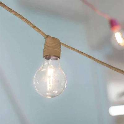 Image de ALLEGRA Guirlande lumineuse solaire &amp; rechargeable d&#039;extérieur 10 lumières LED Jute New Garden