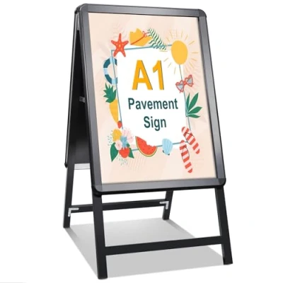 Image de STANDNEE Panneau de Trottoir Exterieur A1 Pavement Signe Cadre Double Face Affichage A Board Porte Affiche Pour La Publicité (Noir A1)
