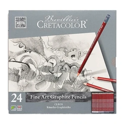 Image de CRETACOLOR CLEOS Fine Art Graphite, crayons graphite incassables, 24 pièces, jusqu&#039;à 20 degrés, utilisation polyvalente, convient pour le graphisme/le design/l&#039;art