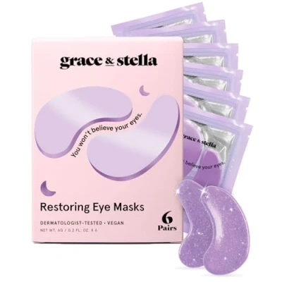 Image de Grace &amp; Stella Patch Yeux [Violets 6 Paires] au Rétinol pour Cernes Sous les Masque Gonflés Vegan, Sans Cruauté