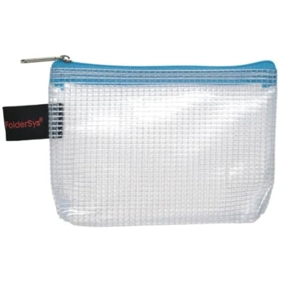 Image de FolderSys 10 poches zippées A7 PVC bleu clair, Fermeture éclair