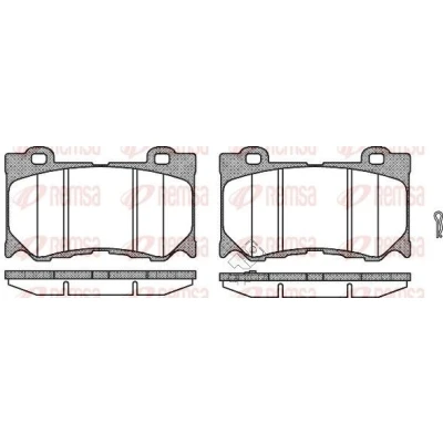 Image de REMSA 1372.01 Jeu de plaquettes frein Essieu avant avec indicateur d&#039;usure accessoires INFINITI: FX SUV, Q50 Berline, Q70, NISSAN: GT R