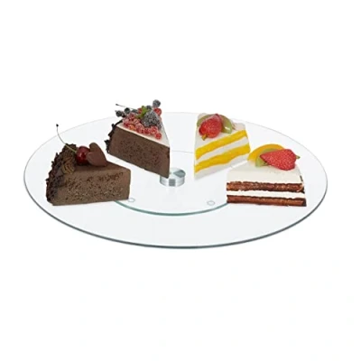 Image de Relaxdays Plateau tournant, 360, diamètre de 30 cm, pour Servir et décorer, Support Rond, Verre, Transparent