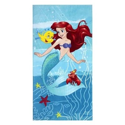 Image de Serviette 100% Coton Ariel et Ses Amis Super Absorbant à Séchage Rapide Bebe de Bain Plage pour Filles Enfants