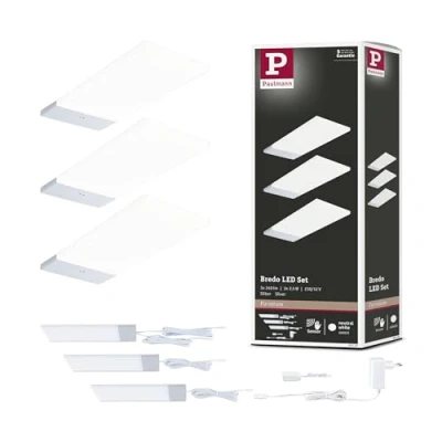 Image de Paulmann 92122 LED sous meubles Bredo avec capteur de proximité kit 3 4000 K 2,5W 80x190 mm 180lm Argent luminaire en saillie pour meuble