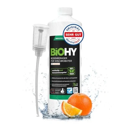 Image de BiOHY nettoyant pour sols robots de nettoyage avec parfum d&#039;orange (Bouteille 1l) + Distributeur Concentré tous les Sans mousse (Wischroboter Orange)