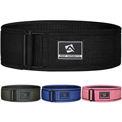 Image de AQF Ceinture Musculation, 4&quot;/10.2cm Nylon Automatique Fermer Support Dos Lombaire Powerlifting, Lestée Musculation Pour Entraînement Fonctionnel, Squat Homme Femme (S, Noir)