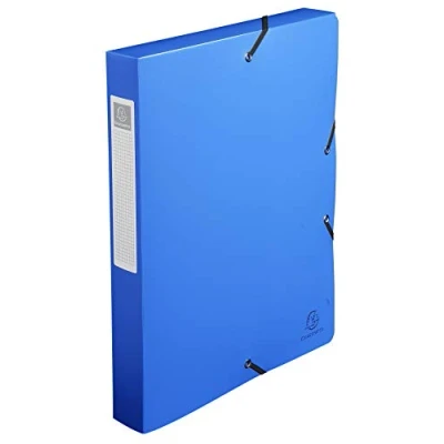 Image de Exacompta Réf. 59782E 1 boite de classement avec élastiques Opak en polypropylène dos 4 cm dimensions 25 x 33 pour format A4 couleur bleu clair livrée montée