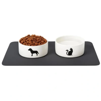 Image de PARENCE. Tapis de Gamelle Antidérapant pour Chien et Chat Protection 30x40 cm Nourriture Eau Imperméable, Facile à Nettoyer, Idéal Sols Propres Secs