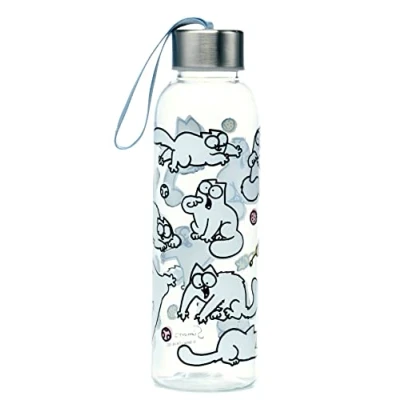 Image de Puckator BOT165 Simon&#039;s Cat 2021 Bouteille d&#039;eau en Plastique incassable réutilisable avec Couvercle métallique 500 ML