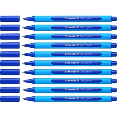 Image de Schneider Slider Edge / 152003 Stylo bille rétractable Mine F/bleu Corps bleu Lot de 10