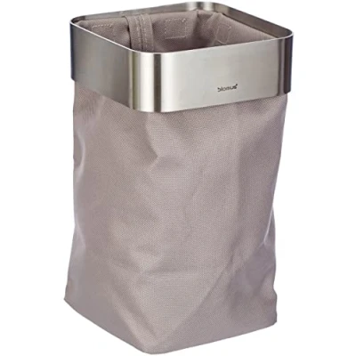 Image de blomus NEXIO 68977 Panier à Serviettes d&#039;invité en Acier Inoxydable Mat et Sac Tissu de Coton Taupe élégant Amovible Rangement Polyvalent (H x l P) 25 15 16 cm,