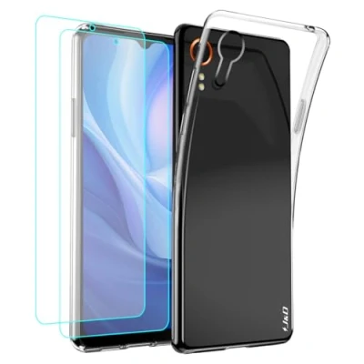 Image de J&amp;D Compatible pour Samsung Galaxy Xcover 7 Coque, Clair Anti Jaune Mince Housse avec (2 Paquet) Protection D’Écran, Antichoc TPU Bumper Étui 7, Transparent