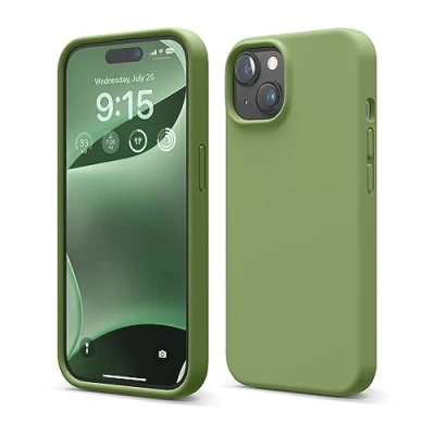 Image de elago Coque Silicone Liquide Compatible avec iPhone 15, Qualité Supérieure, Protection Intégrale [Structure Antichoc 4 Couches], Doublure Microfibre Douce Anti Rayures (Vert Cèdre)