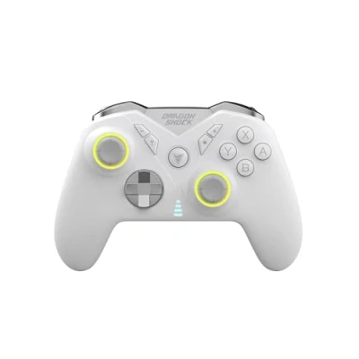 Image de DragonShock Nebula Pro Manette Gaming Blanche à Palettes Bluetooth Compatible Nintendo Switch/Switch Lite/Switch OLED/PS3/PC/Android RGB Capteur 6 Axes Mode Turbo 550mAh