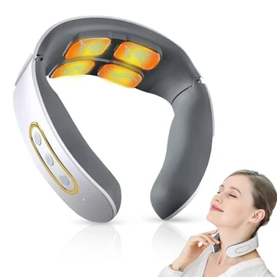 Image de Masseur Cervical de Massage Nuque Chauffant, Cou Impulsions Électromagnétiques, Relaxation du pour le Soulagement la Douleur avec 6 Modes 9 Intensités