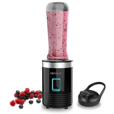 Image de Cecotec Mixeur Portable Individuel Power Titanium 300. 350W, Pile la Glace, Lames à 4 Branches avec Revêtement en Titane Noir, Pièces Adaptées au Lave vaisselle, Fonctionne d&#039;un Simple Coup, 600ml