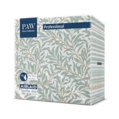 Image de PAW Serviette de Table Papier Airlaid (40 x 40 cm) I 50 Pièces Idéal pour Mariage, Baptême, Communion, Anniversaire Serviettes en Tissu Décoration Branche Saule