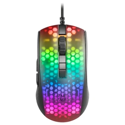Image de Mars Gaming MMRW Noir, Souris RGB Chroma, Carcasse Translucide Ultra léger 58g, 12800 DPI, Switches Mécaniques HUANO