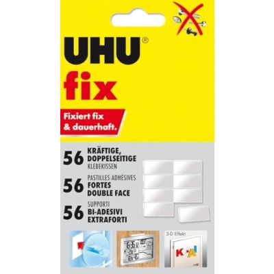 Image de UHU Fix Ruban adhésif double face, texture mousse, effet 3D blanc, forte, 56 pastilles