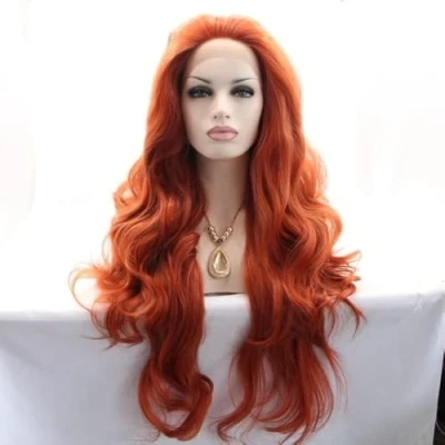 Image de perruque Xiweiya Auburn en dentelle synthétique pour femme avec résistante à la chaleur Darg Queen, afro américaine noire et blanche longue, remplacement de cheveux ondulés, par 61 cm