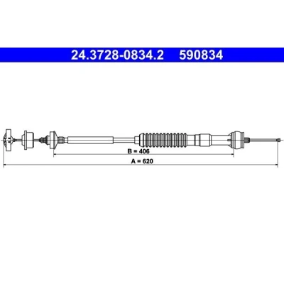 Image de ATE 24.3728 0834.2 Câble d&#039;Embrayage avec réglage automatique PEUGEOT: 306 3/5 portes, Break, Berline