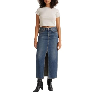 Image de Levi&#039;s Ankle Column Skirt Jupe en jean, Femme, Taille: 28, Wave hello
