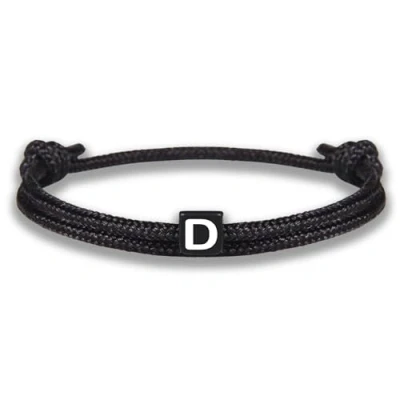 Image de GD GOOD.designs EST. 2015 Bracelet corde avec lettres d&#039;amitié noir ajustable de 14cm à 24cm Initial D