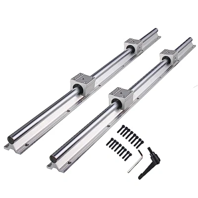 Image de Cncyeah SBR12 Lot de 2 rails guidage linéaires 1000 mm 12 roulement linéaire Avec arbre et 4 blocs SBR12UU Pour imprimante 3D machine CNC