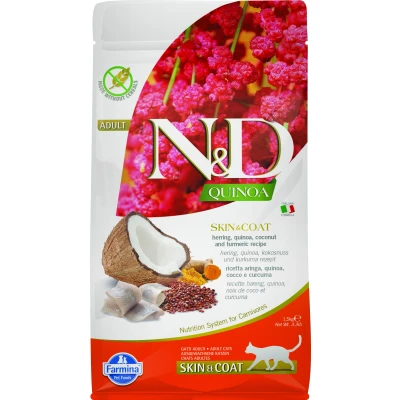 Image de N&amp;D Quinoa Skin &amp; Coat nourriture pour chats Hareng 1,5 kg