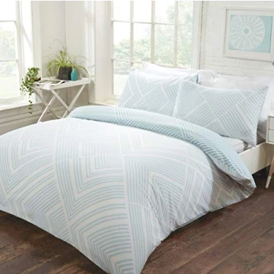 Image de Sleepdown Parure de lit réversible avec Housse Couette et taies d&#039;oreiller Motif géométrique à Rayures King Size (220 x 230 cm)