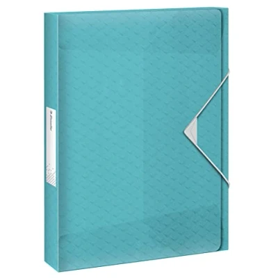 Image de Esselte Boîte de Classement A4, Capacité 200 Feuilles, Dos 25 mm, Pochette Rangement Translucide pour Documents, Maison / Bureau, Motif Texturé, Gamme Colour&#039;Breeze, Bleu, 626259
