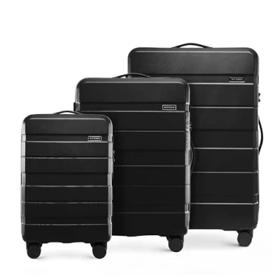 Image de WITTCHEN COMODO Line Ensemble de valises Valise Voyage Bagage Rigide en ABS Serrure TSA Taille (S+M+L) Noir