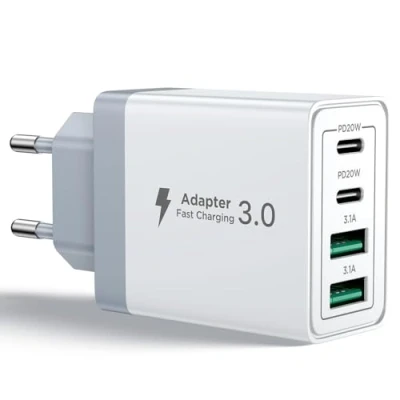 Image de Aioneus Chargeur USB C, 40W 4 Port Prise USBC Rapide iPhone, Multi Secteur PD+QC 3.1A Type C Adaptateur pour iPhone 16 15 14 13 12 11 Pro Max X XS XR 8 7 6S Plus Mini SE, iPad,Samsung Galaxy