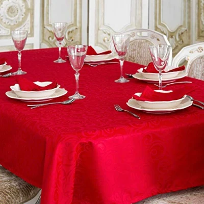 Image de BGEUROPE Nappe Antitache Rouge Réf. Lyon 150cm x 350cm