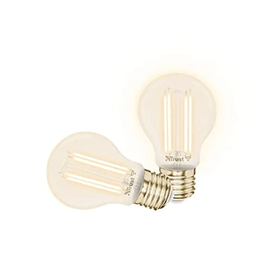 Image de Trust WiFi E27 Ampoule Connectée, Compatible avec Alexa et Google Home, Lampe Vintage, Sans Hub, 2.4GHz LED, WiFi, Lumière Blanche Chaude à Froide Lot de 2