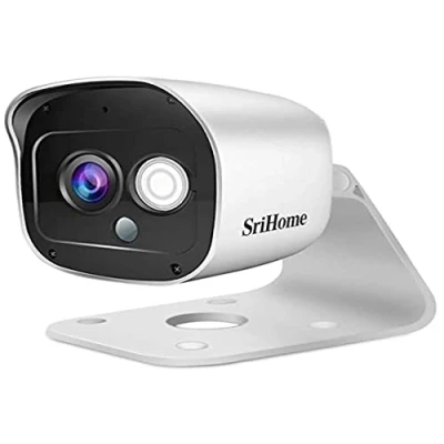 Image de SriHome Caméra de surveillance Wi Fi pour intérieur ou extérieur, résolution 1296p, avec détecteur mouvement, audio bidirectionnel, vision nocturne, indice d’étanchéité IP66