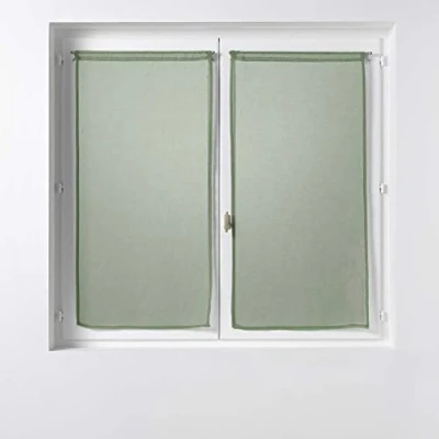 Image de douceur d&#039;intérieur, Paire de Voilages Passe Tringle (2 x 60 160 cm) Sandra Kaki, Voile Sablé
