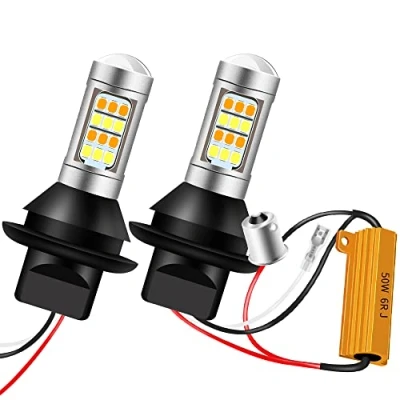 Image de 2Pcs 1156 BA15S P21W LED Bulbs White/Amber Dual Color Switchback Turn Signal Light DRL Canbus Error Free 2835 42 SMD 12V with 50W 6ohm Load Resistors Harness Set